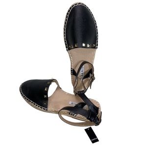 Torrid Womens size 10 WW black stud espadrille ankle strap almond toe